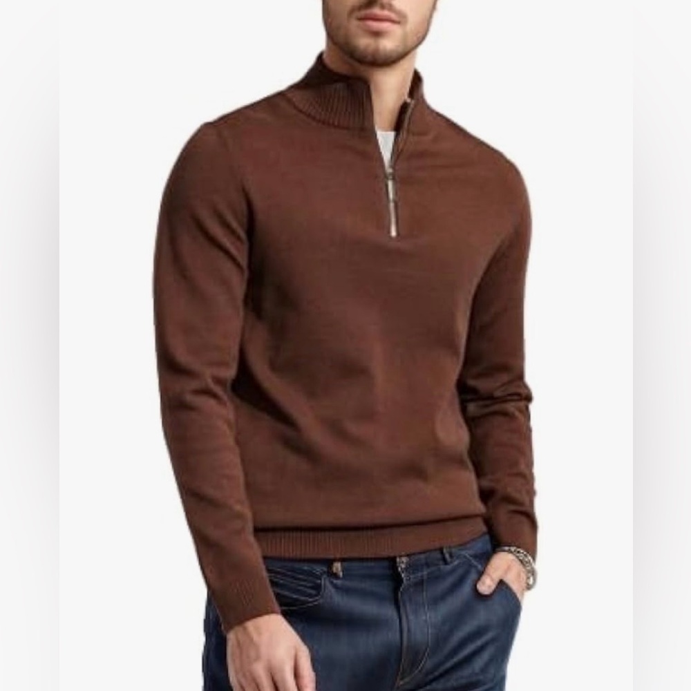 Lachlan Men's Slim Fit Knitted Quarter Zip Turtleneck Sweater Casual Long Sleeve